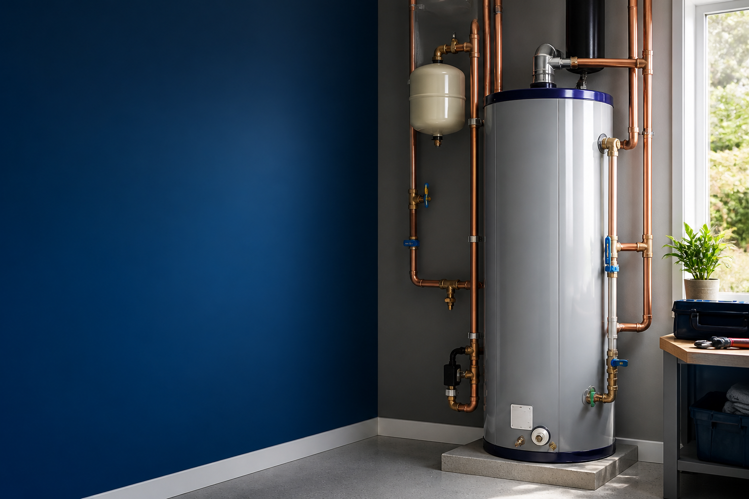 Conceptual residential water-heater installation