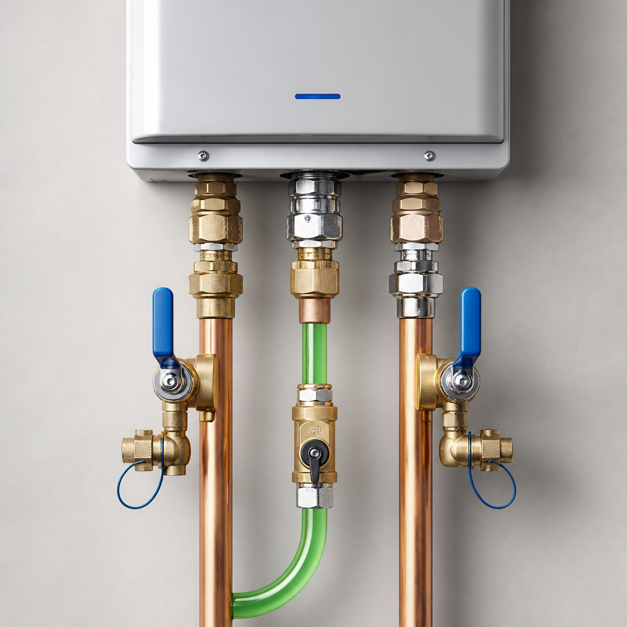 Tankless water-heater connection detail